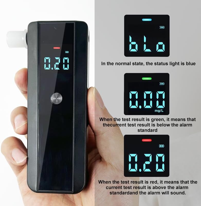 Real Instruments Breathalyzer AT188 Portable Alcohol Tester LCD Display Alcohol Detector Breathalyzer with with 10 Mouthpieces Alcohol Analyzer for Test Alcohol