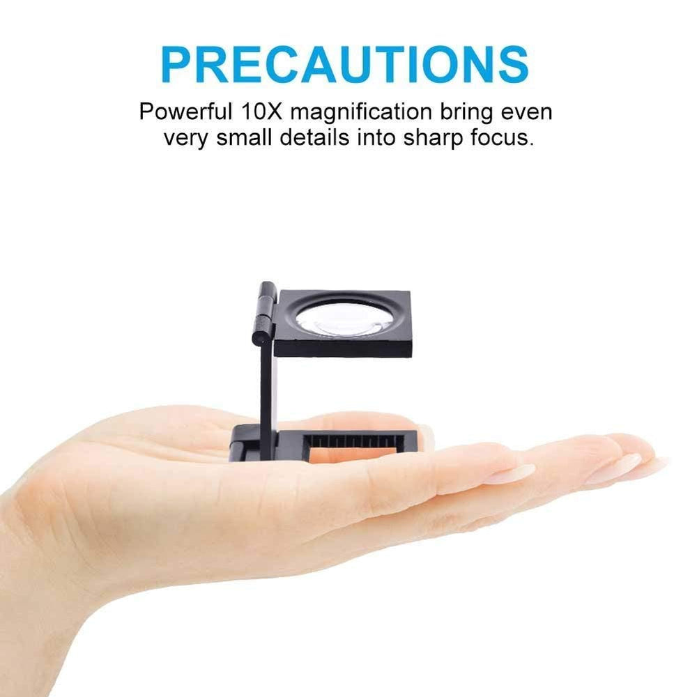 Real Instruments 10X Metal Folding Pocket LED with Scale Magnifying Glass Magnifiers Microscope Jewelry, Watch, Mobile Repair Loupe Magnifier Zinc Alloy Material - Model TH9005B