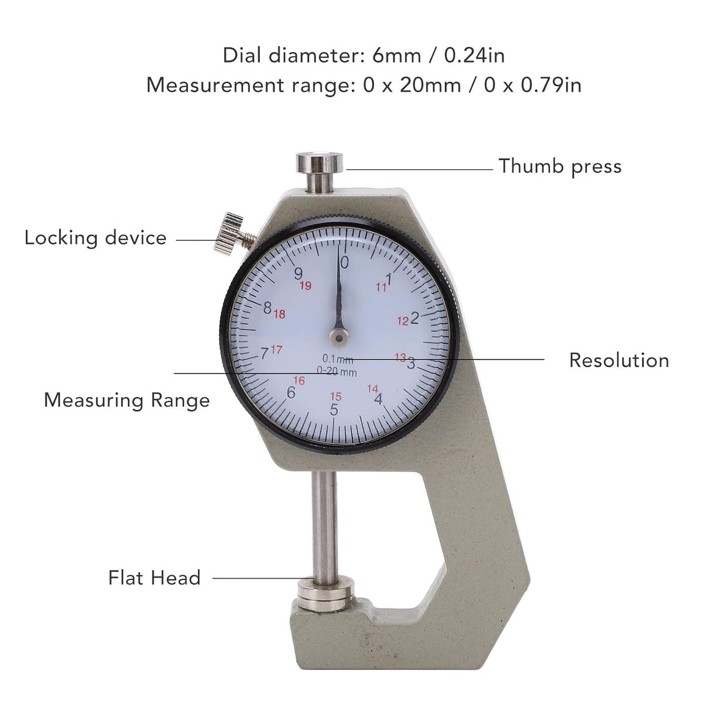 Real Instruments Portable Mini Precise Dial Thickness Gauge Meter Pearl & Diamond Gauge Measurement Tool Electronic Micrometer Thickness Meter (MATG-01)