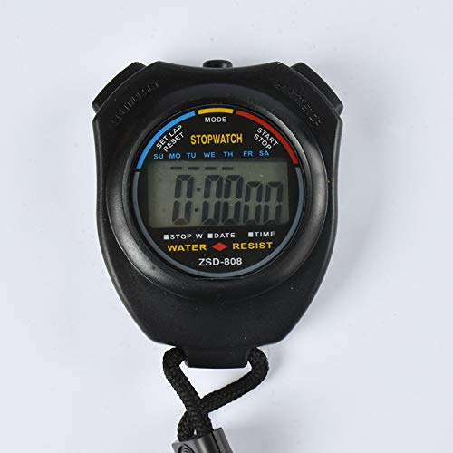 Real Instruments ZSD-808 Digital Stop Watch Waterproof Hand Held LCD Display Chronograph with Date, Time and Alarm Function for Sports Fitness Trainers and Referees Use