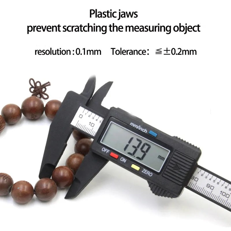 Real Intruments Digital Carbon Fiber Vernier Caliper 0-150mm (0-6 Inch), LCD Display, Dual Metric & Imperial Unit Conversion, Zero Reset Function & Lightweight Non-Magnetic Corrosion-Resistant Composite Material for Woodworking, Jewelry, DIY etc, VC-03