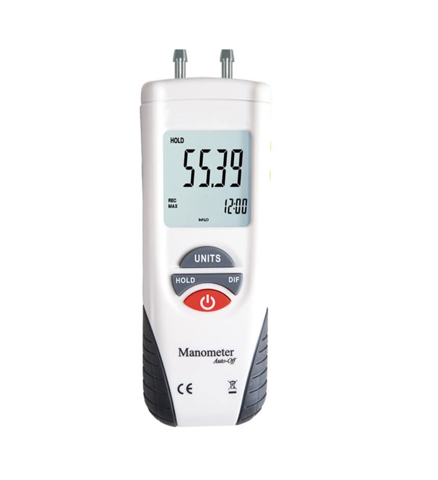 Real Instruments HT-1890 Digital Manometer Professional Differential Air Pressure Gauge u Tube kit electrometer 11 Selectable Units Data Hold Zero Adjustment LCD Backlight Display for Industry