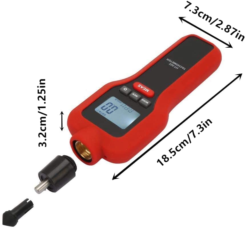 Real Instruments HT-522 Digital Tachometer Laser Rotating Speedometer 2 in 1 Non-Contact & Contact Rpm Tester Speed Handheld Motion Measuring