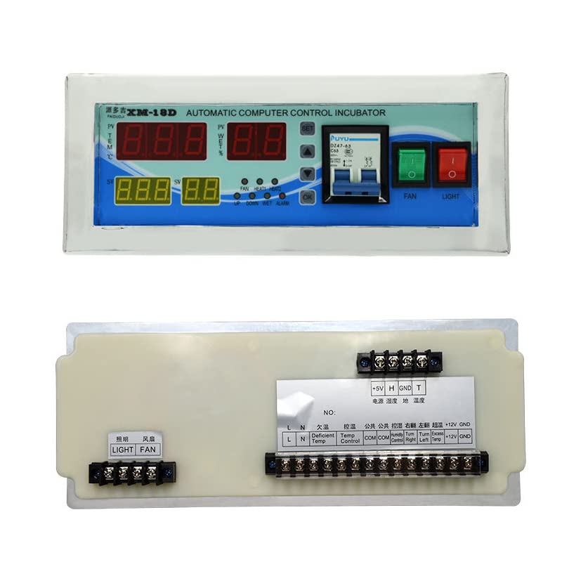 Real Instruments XM-18D Digital Incubator with Precise Temperature & Humidity Control, Automatic Egg Turning, High-Precision Sensors, LCD Display, Alarm System, Energy-Efficient Operation & Programmable Functions for Poultry, Reptile & Bird Egg Hatching