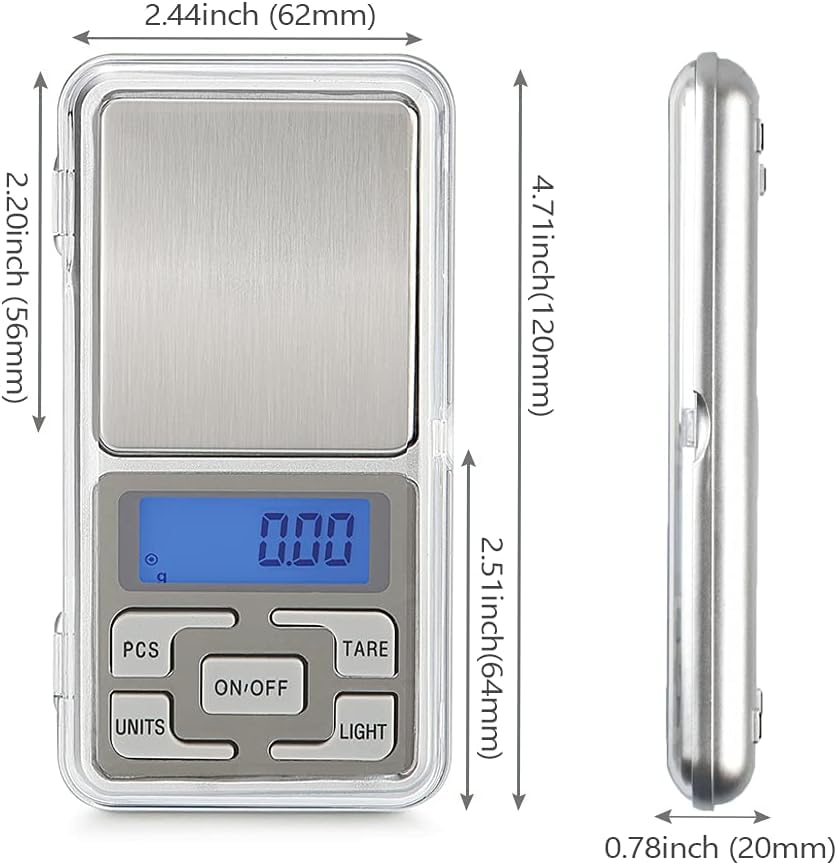 Real Instruments Digital Pocket Scale, 200g Capacity High Precision Balance of 0.01g, Mini Electronic Grams Reloading Weight, Food, Jewelry Gem, Kitchen, Micro Jewellery Weighing Gold Electronic Machine - MH-200