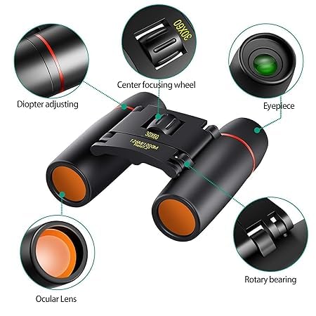 Real Instruments Waterproof/Fog-Proof Roof Prism Polarized HD Professional Lightweight Pocket Size Binocular Telescope Folding 30x60 Zoom Lens for Sports, Hunting, Camping for Bird Watching