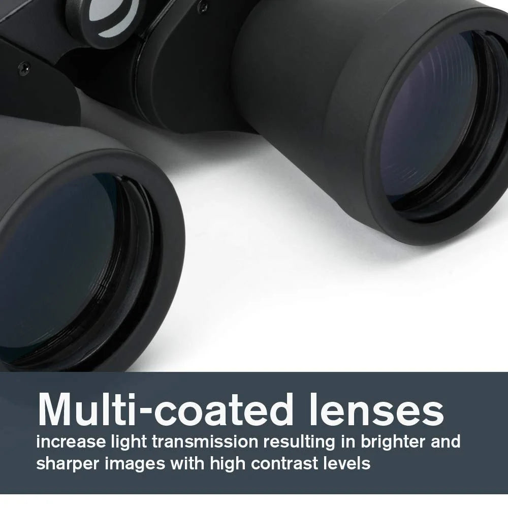 Celestron UpClose G2 10x50 Wide-Angle Porro Prism Binoculars with Multi-Coated Optics, Large 50mm Objective Lenses, Durable Rubber Armor Coating, Water-Resistant, Central Focusing Mechanism, Tripod Adaptability & Diopter Adjustment