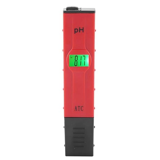 Real Instruments Digital Red PH Test Pen Auto Temperature Compensation PH Meter, PH Tester, for Swimming Pool Food Beverage, PH-01