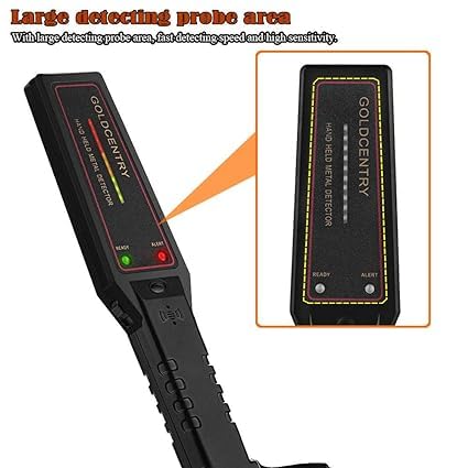 Real Instruments Metal Detector GC-1002 with Adjustable Sensitivity, 22 kHz High-Frequency Operation, 6-Inch Maximum Detection Depth, Audio and Visual Alerts, Lightweight Portable Design for Security, Treasure Hunting, and Industrial Applications