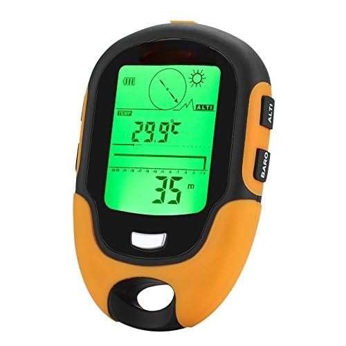 Real Instruments Multifunctional Digital Altimeter Barometer Digital Compass Thermometer Clock Time Calendar Weather Forecast For Outdoor Altimeter With Time Height Gauge LCD Backlight (FR500)