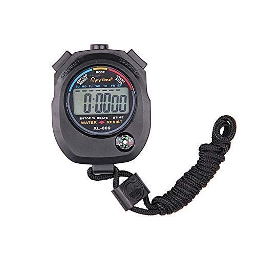 Real Instruments XL-009 Digital Stop Watch Waterproof Hand Held LCD Display Chronograph with Date, Time and Alarm Function for Sports Fitness Trainers and Referees Use (XL-009)