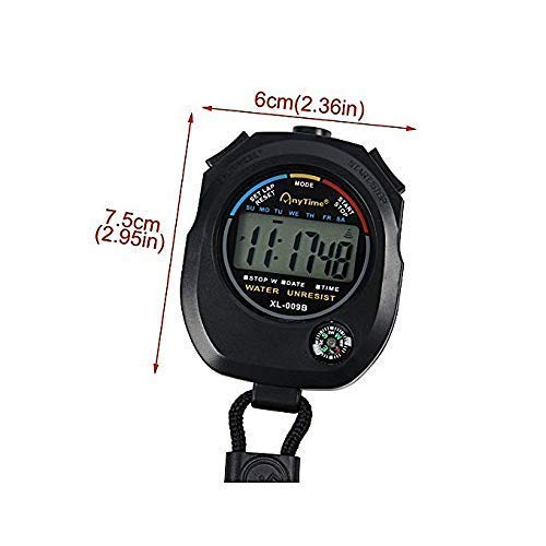 Real Instruments XL-009 Digital Stop Watch Waterproof Hand Held LCD Display Chronograph with Date, Time and Alarm Function for Sports Fitness Trainers and Referees Use (XL-009)