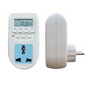 Real Instruments Digital Timer Programmable Timer Switch  (220-240V, 50Hz) LCD Display Digital Timer Switch Multifunctional for Mobile and Laptop Charging, TS-03