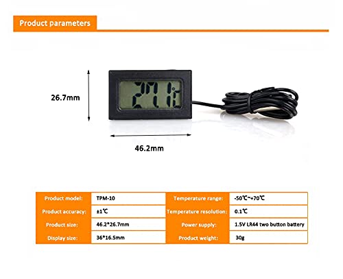 Real Instruments TPM-10 Digital Freezer Thermometer with Wide Temperature Range, High Accuracy, Waterproof Probe, and Compact LCD Display for Monitoring Freezer, Refrigerator, and Aquarium Temperatures