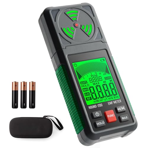 Real Instruments Emf Meter, Electromagnetic Radiation Tester,hand-held Mini Digital Backlight Lcd Emf Detector Sound And Light Alarm Great Tester For Home Emf Inspections, Office, Outdoor (Hound-200)