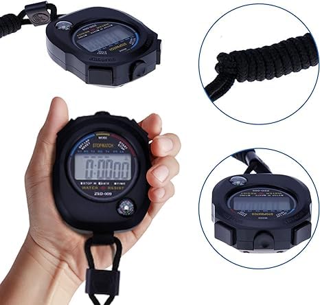 Real Instruments ZSD-009 Digital Stop Watch Waterproof Hand Held LCD Display Chronograph with Date, Time and Alarm Function for Sports Fitness Trainers and Referees Use (ZSD-009)