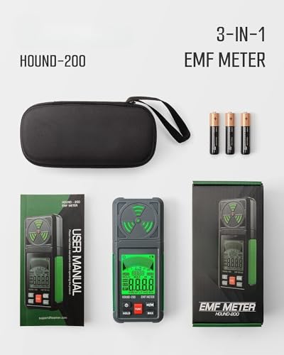 Real Instruments Emf Meter, Electromagnetic Radiation Tester,hand-held Mini Digital Backlight Lcd Emf Detector Sound And Light Alarm Great Tester For Home Emf Inspections, Office, Outdoor (Hound-200)