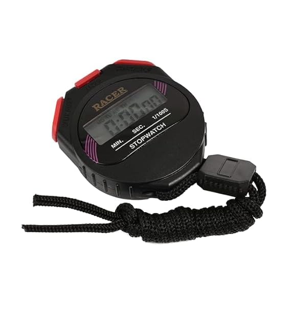 Real Instruments Racer Digital Stopwatch with Precision Timing, 1/100th Second Accuracy, 24-Hour Time Display, Multi-Function Mode, Alarm Feature, Ergonomic Design for Sports, Fitness, and Educational Applications