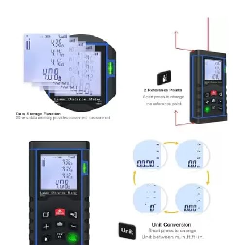 Real Instruments Laser Distance Meter Waterproof Level 40 Meter Portable Laser Range Finder Distance Measuring Meter Tape with Carry Pouch 40Mtr /131Ft /1574Inch (LDM-40M)