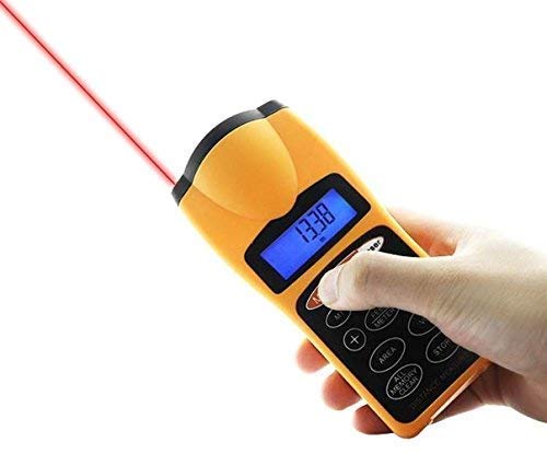 Real Instruments Ultrasonic Distance Meter LED Backlight 60 ft Laser Distance Meter Mute Function with Backlit LCD Screen, Single-Distance Measurement, Continuous Measurement (Multicolor), CP-3007