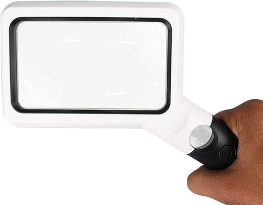 Real Instruments Magnifying Glass 2X with 6X Inset Lens, 5 LED Illumination, Large 110mm Optical-Grade Acrylic Lens, Ergonomic Handle, Anti-Scratch Coating, and Portable Design for Reading, Inspection, and Precision Tasks – Model 10863
