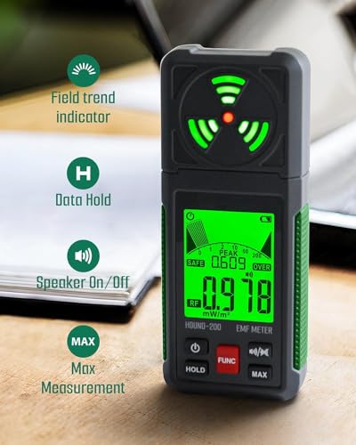 Real Instruments Emf Meter, Electromagnetic Radiation Tester,hand-held Mini Digital Backlight Lcd Emf Detector Sound And Light Alarm Great Tester For Home Emf Inspections, Office, Outdoor (Hound-200)