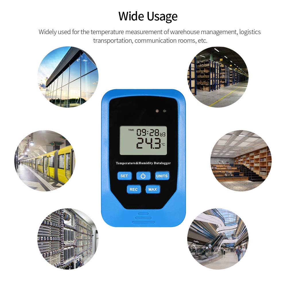 Real Instruments Mini USB Humidity Temperature Data Logger RH Temp Datalogger Recorder Humiture Recording Meter with Heat Index and Dew Point Test 80,000 Record Capacity, TS-99
