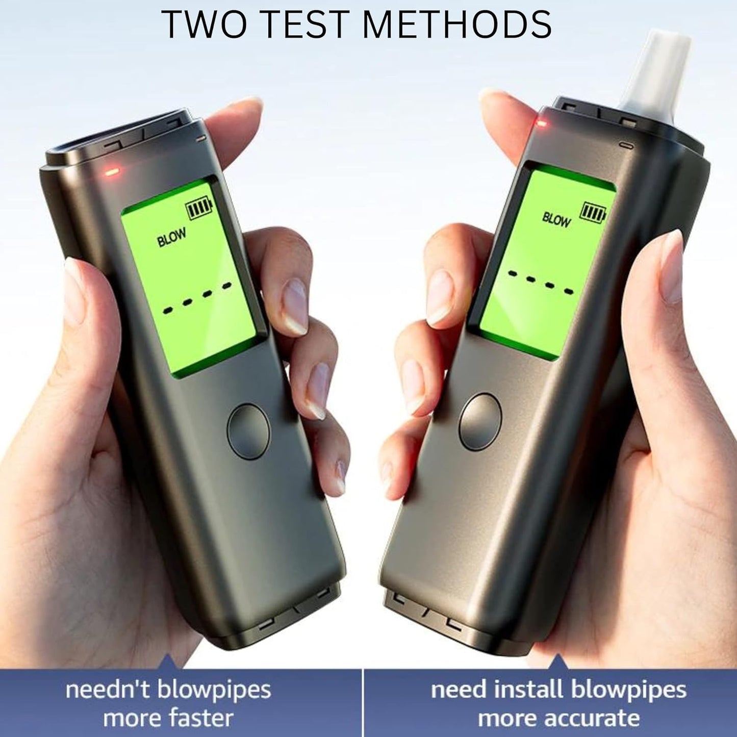 Real Instruments Digital LCD Display Breathalyzer Alcohol Tester Potable Traffic Police Safety Alcohol Detector Battery Power Hand-Hold Professional BAC Tracker