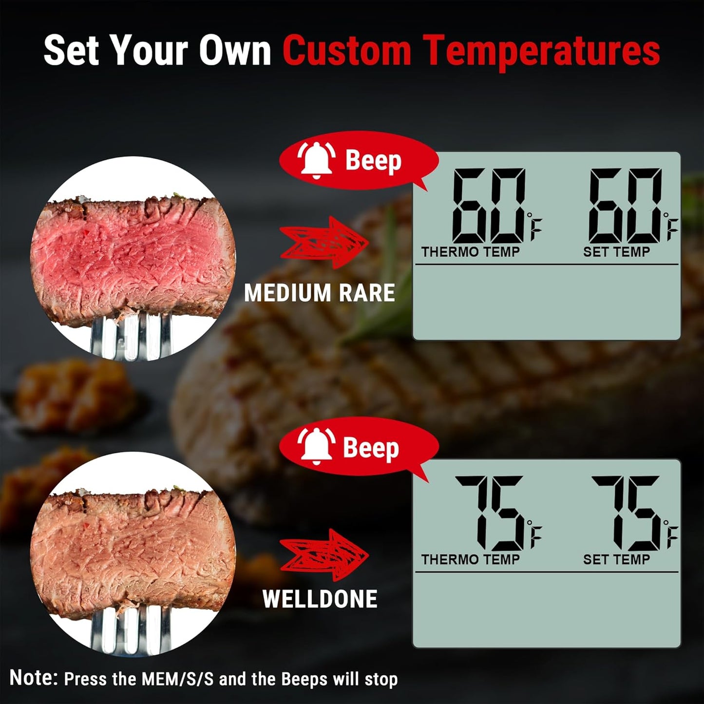 ThermoPro TP-16 Large LCD Digital Cooking Kitchen Thermometer for Food, BBQ, Grill, Meat, Oven, Smoker with Stainless Steel Step-Down Probe and Built in Clock Timer