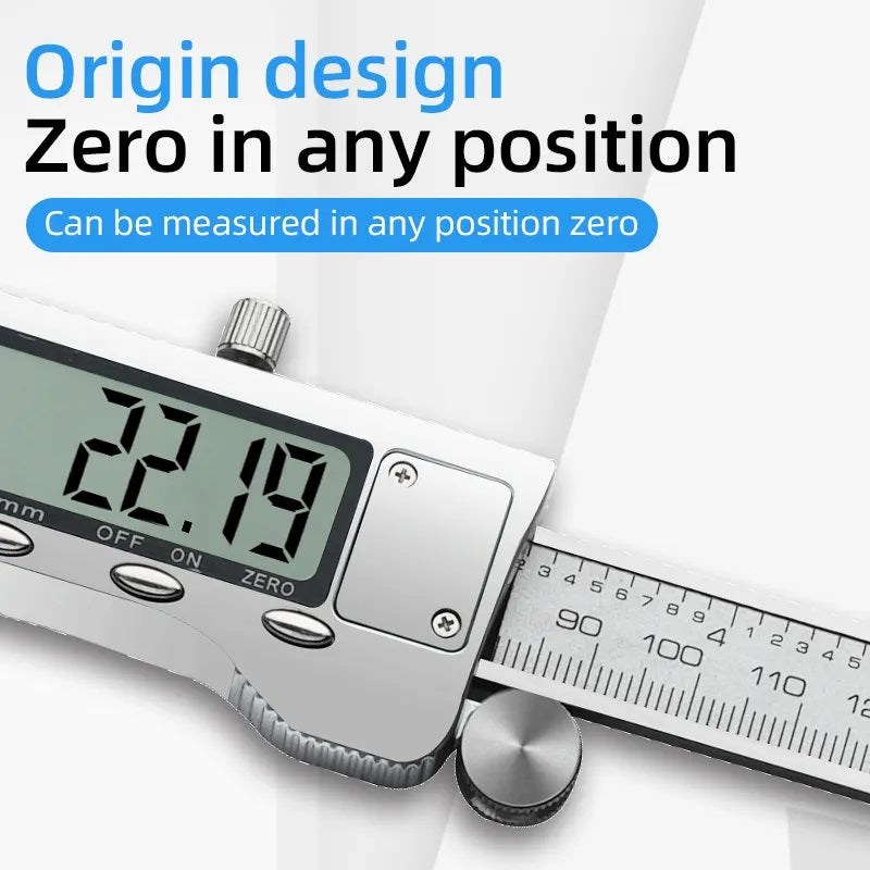 Real Intruments High-Precision Digital Vernier Caliper with 0-150 mm (0-6 Inch), LCD Display for Easy Readability, Dual Metric & Imperial Unit Conversion, Zero Setting Function, Stainless Steel Construction for Industrial, Scientific Applications, VC-01A