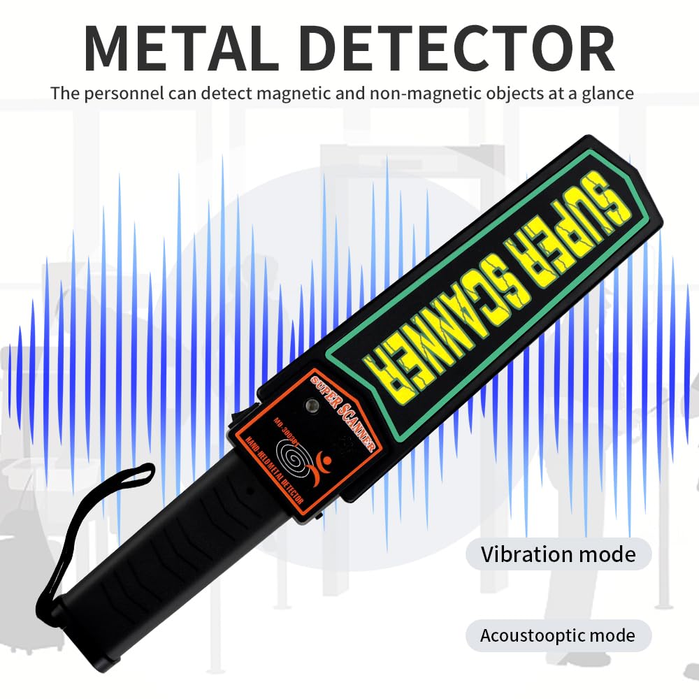 Real Instruments Handheld Metal Detector Wand,Security Wand,Safety Bars, Portable Adjustable Sound & Vibration Alerts, Detects Weapons Knivers Screw (High Sensitivity, Black) MD-3003B1