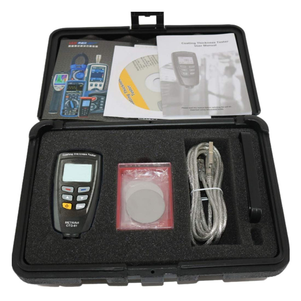 Metravi Coating Thickness Gauge CTG-01 with Dual Technology for Magnetic Induction and Eddy Current Measurements, 0-1250 µm Range, High Accuracy, Backlit LCD Display, Multi-Point Calibration for Ferrous and Non-Ferrous Substrates