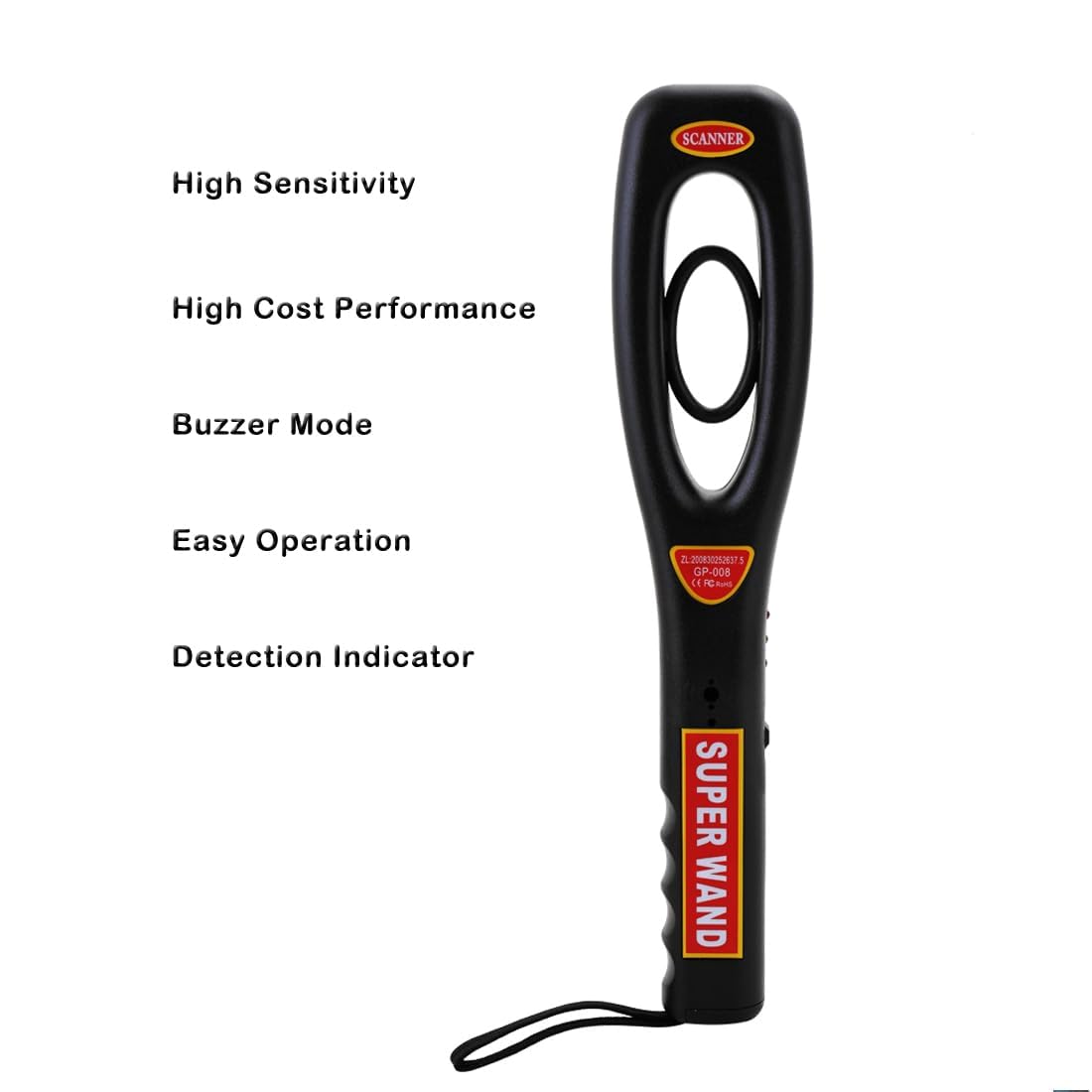 Real Instruments High Sensitivity Handheld Metal Detector for Malls, Airports, Railway Stations, Bank Security Check Advanced Metal Detector (GP-008)