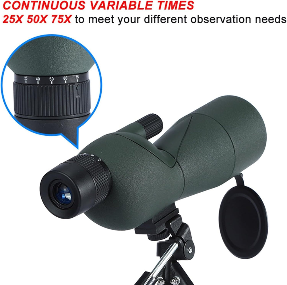 Real Instruments Monoculars for Long Distance 25-75x60 | Monocular Telescope with Tripod | Spotting Scope for Camping, Wildlife, Bird Watching, Hunting, Travelling | Extra-Wide View