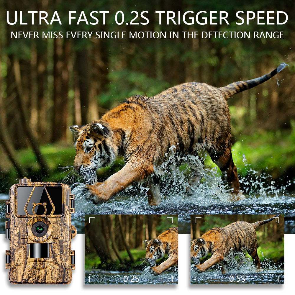 Real Instruments PR801LTE 4G Hunting Camera with 2.0 Inch Screen IP66 Waterproof 60MP CMOS Sensor 8K Night Vision 15-