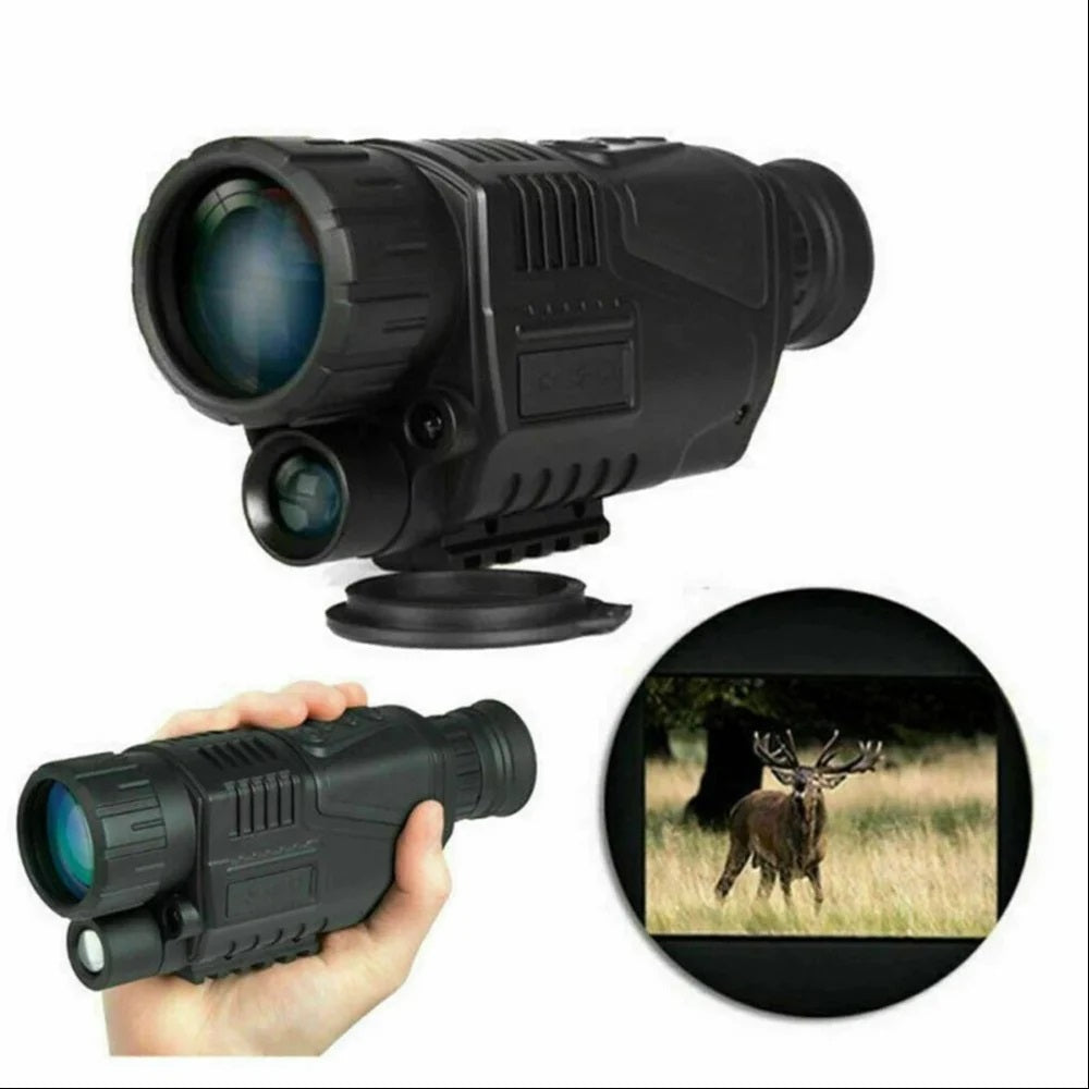 Real Instruments Night Vision Monocular NV300 with High-Definition 1080P Resolution, 5x Optical Zoom, Up to 8x Digital Zoom, 40mm Large-Diameter Objective Lens, 200M Viewing Distance, Built-in Infrared Illuminator, Simple Waterproof Design & Lightweight