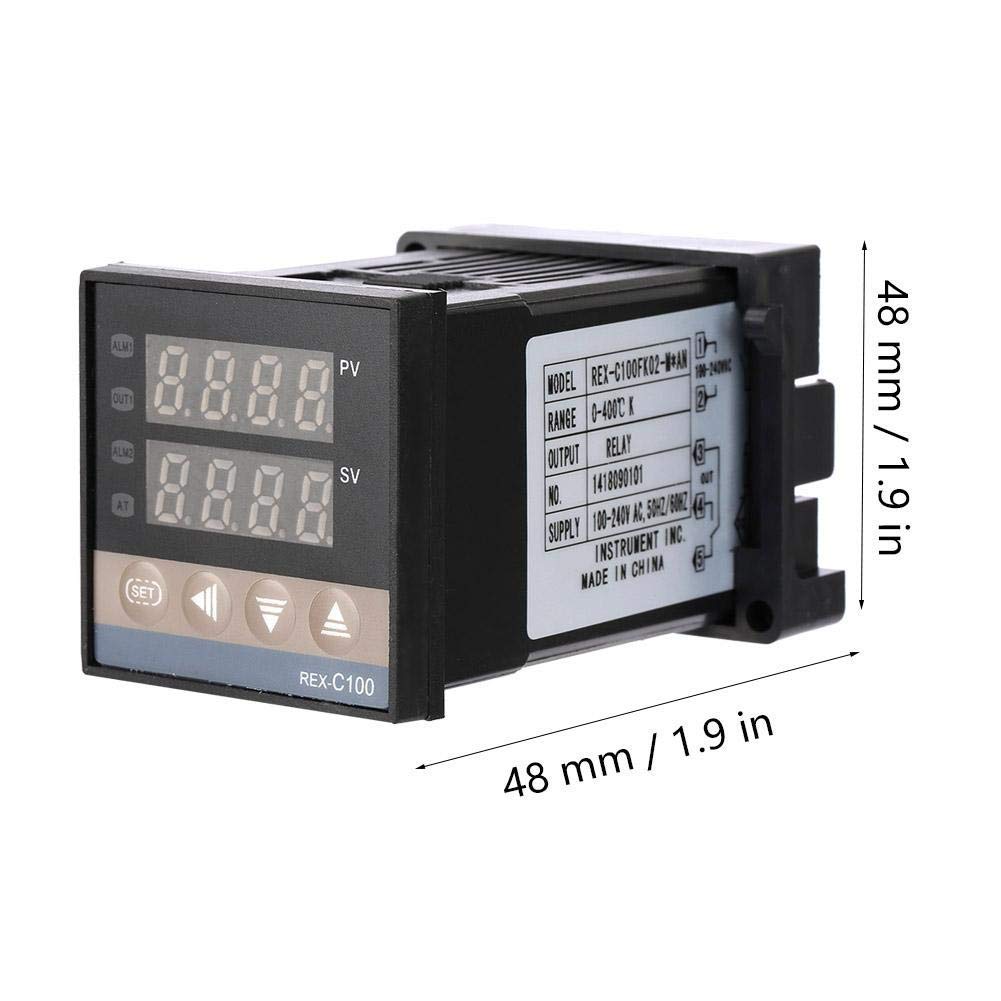 Real Instruments Digital LED Display Temperature Controller With Thermostat Control Switch NTC Sensor Probe For Egg Incubator (REX-C100)