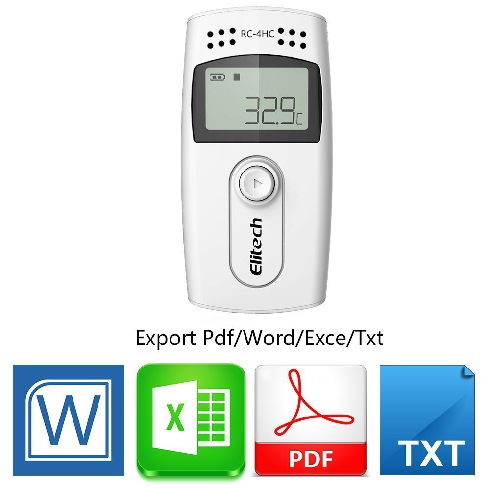 Real Instruments Elitech RC-4 High-Precision Temperature Data Logger with Wide Measurement Range, Large Memory Capacity, USB Connectivity, LCD Display, Replaceable Battery & Automatic PDF/Excel Report Generation for Cold Chain, Medical, Food & Industrial