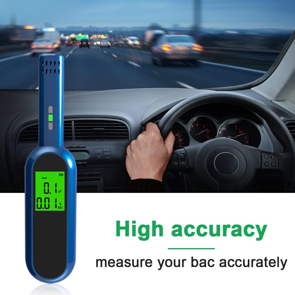 Real Instruments Digital Professional Alcohol Tester Breathalyzer Audible Alert Portable With LCD Display And Easily Rechargeable