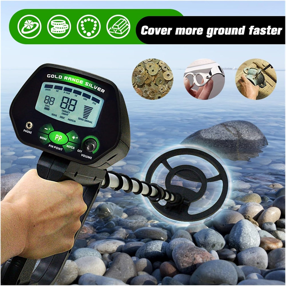 Real Instruments MD-4090 Digital Underground Metal Detector – High-Precision LCD Display with Pinpoint Function, Adjustable Sensitivity & Discrimination, Waterproof Coil – Ideal for Coins, Jewelry & Relic Hunting