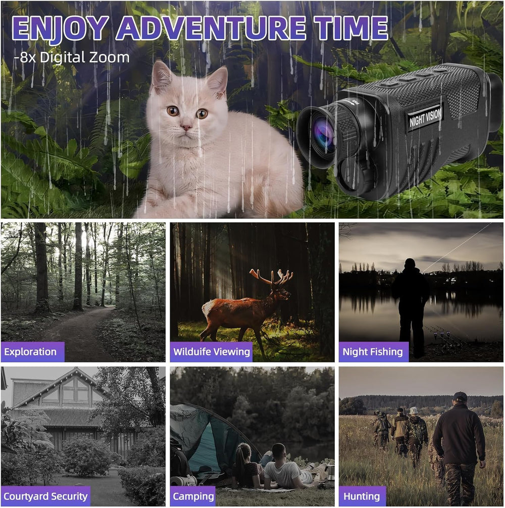 Real Instruments LG64 HD 1080P Infrared Night Vision Monocular Telescope 8X Digital Zoom 300m Viewing 1.54 Inch TFT High Sensitivity Night Goggles for Hunting Camping Wildlife Scenery, LG64