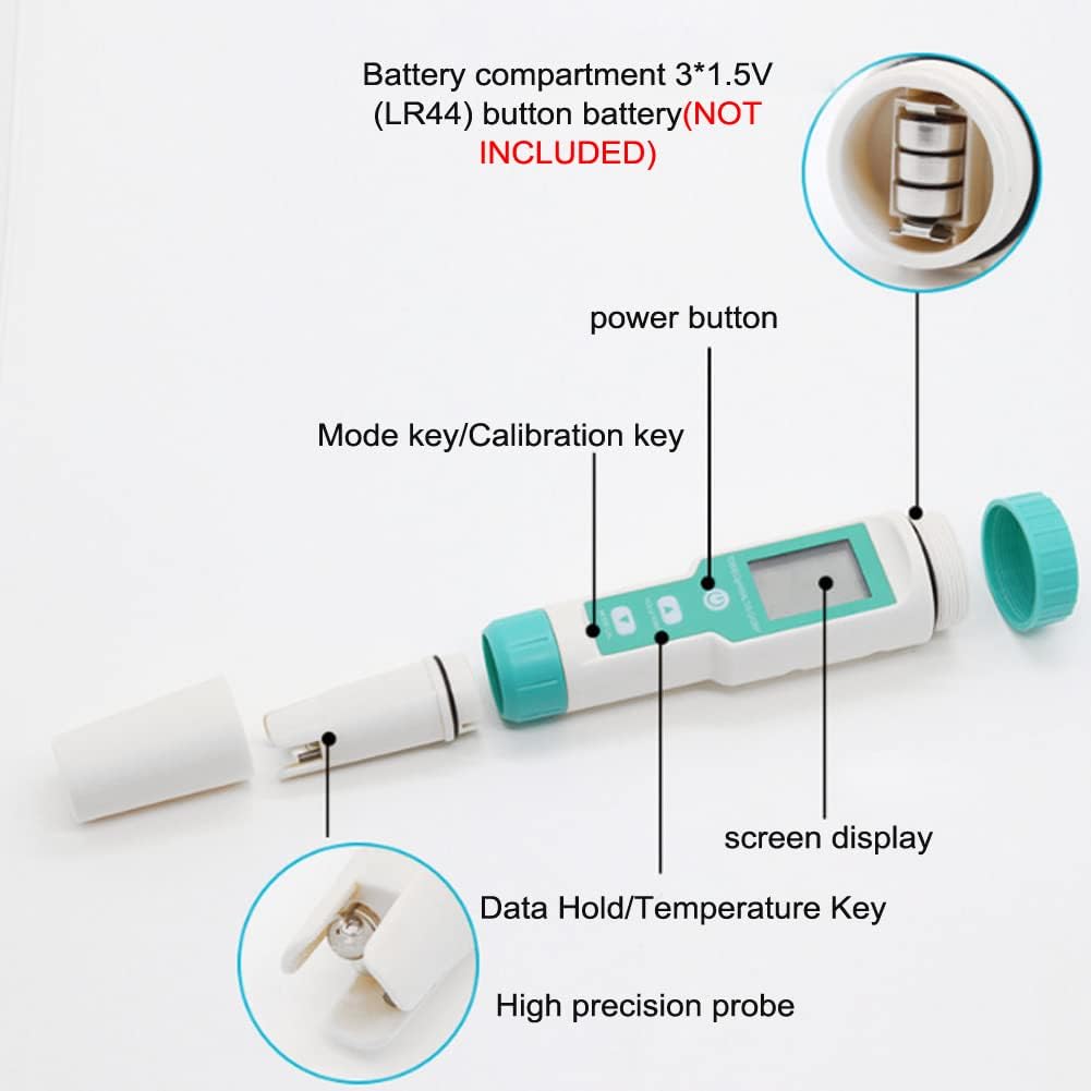 Real Instruments Water Quality Tester 7 in 1 PH Total Dissolved Solids TDS/PH/EC/ORP/Salinity/S.G/Temperature Testing IP67 Waterproof ℃/℉ Units Conversion Automatic Temperature Compensation