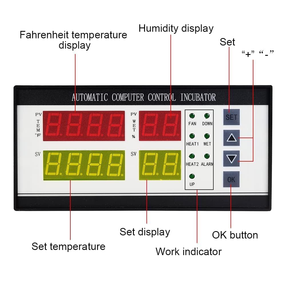 Real Instruments XM-18 Digital Automatic Small Egg Incubator Thermostat Controller Double Circuit With Temperature and Humidity Sensor 220V,110V (-10℃ - 60℃)