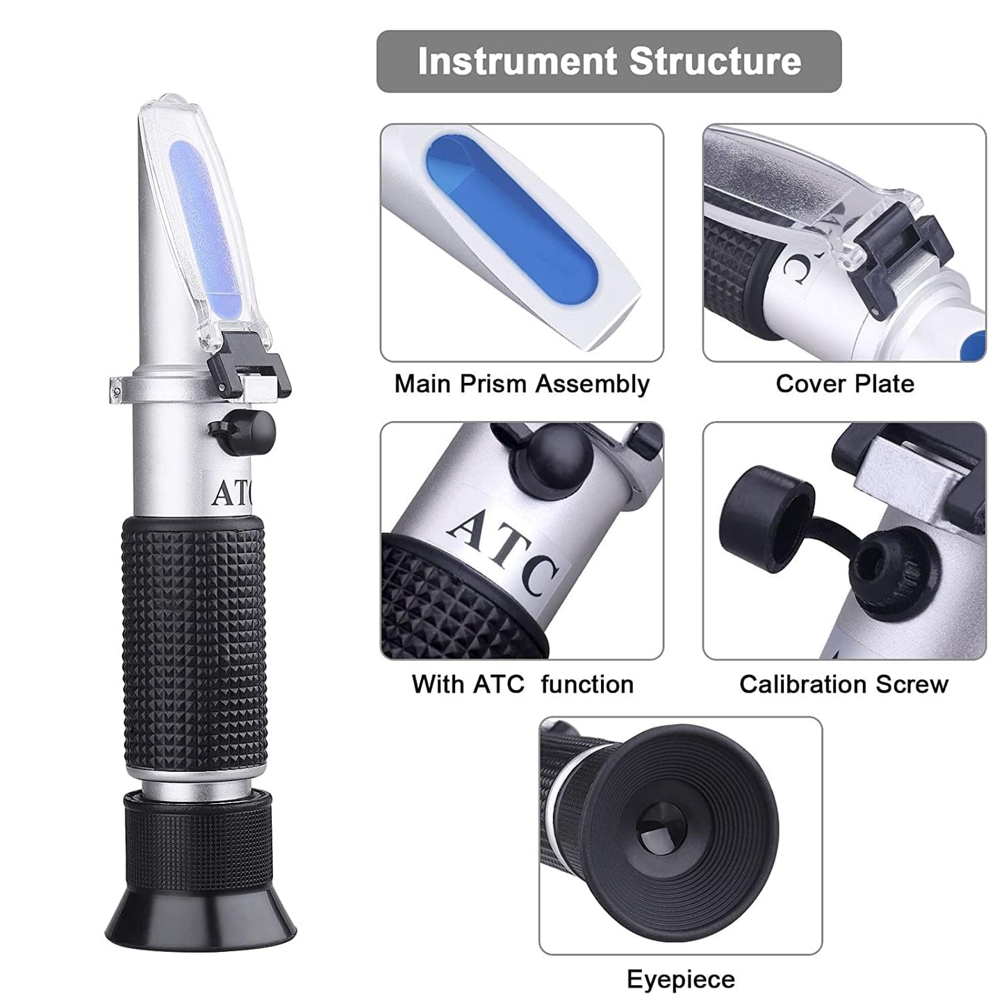 Real Instruments Manual Handheld 0-18% Brix Refractometer Coolant CNC Maple Syrup Low Concentrated Sugar Solution