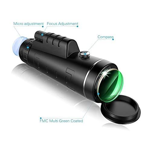 Real Instruments 40X60 Magnification Zoom HD,Monocular Telescope for Adults and Children,High Power Telescope Gadget,Telescope with Built-in Compass