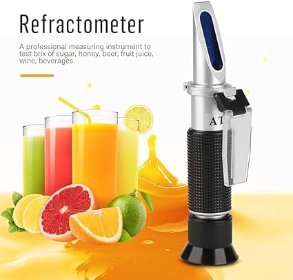 Real Instruments Professional Brix Refractometer 0-20% Accurate Portable Meter Instruments Handheld Refractometer For Honey Beer Fruit Juice Sugar Meter With Automatic Temperature Compensation