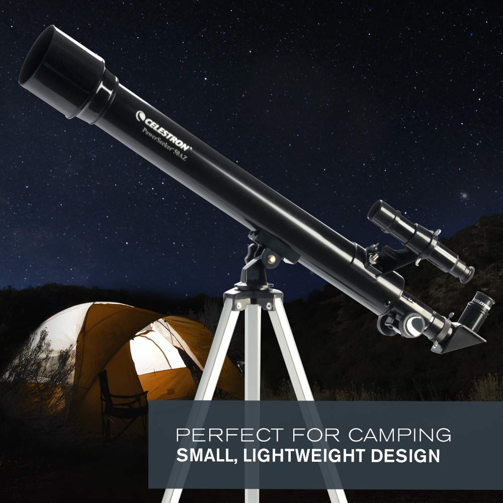Celestron PowerSeeker 50AZ Telescope - Manual Alt-Azimuth Telescope for Beginners - Compact and Portable - Bonus Astronomy Software Package - 50mm Aperture