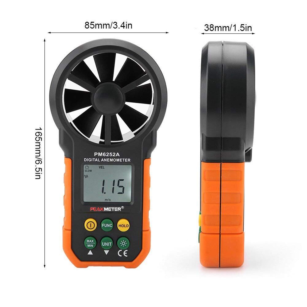 Real Instruments PM6252A Digital Anemometer, LCD Portable Anemometer High Exactness Handheld Industrial Indoor And Outdoor Wind Speed Measuring Instrument With Backlight, PM6252A