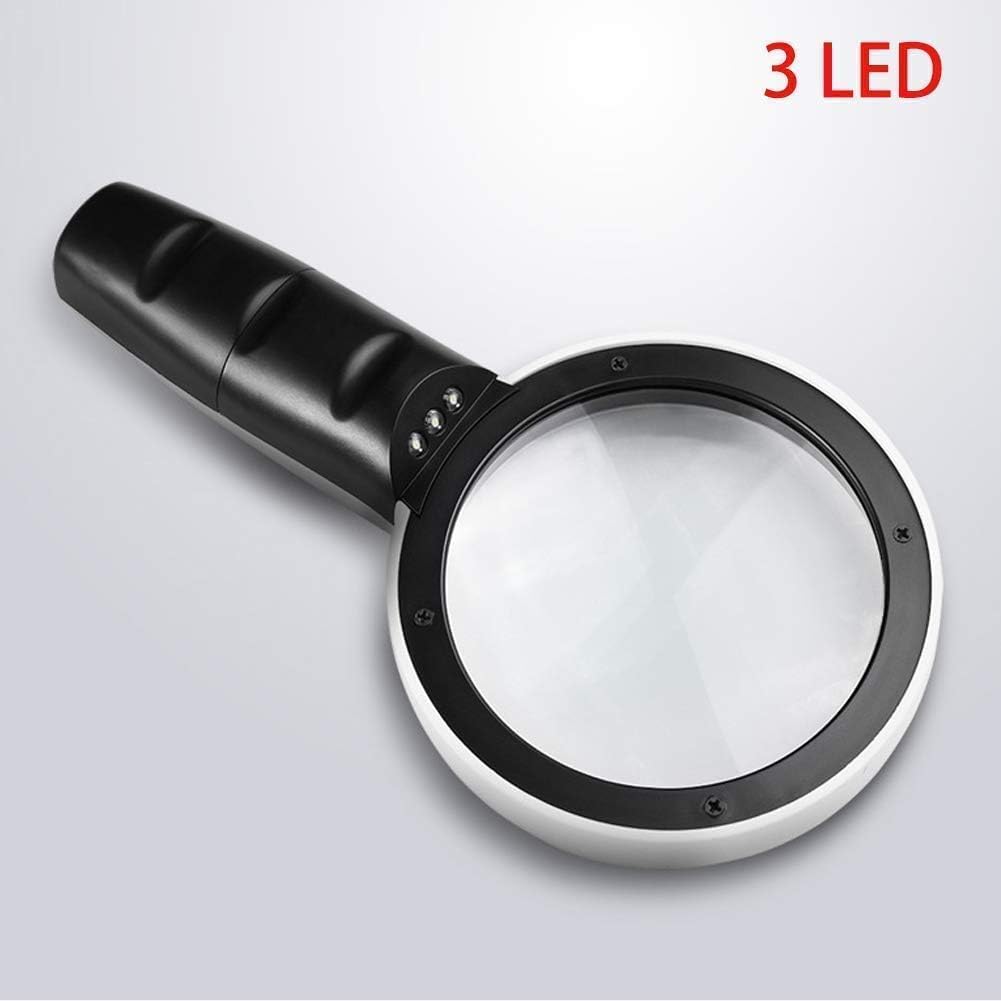 Real Instruments Magnifying Glasses with 3X & 45X Big Size Zoom Lense, 3 Led Light for Seniors, Reading, Kids, Eyelash Extensions | Microscope Lens, Coin Aimpoint (DT7665)