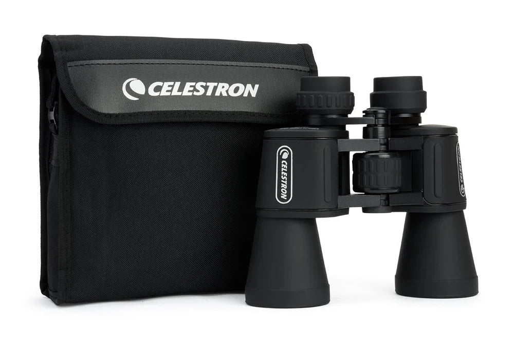 Celestron UpClose G2 20x50 High-Powered Porro Prism Binoculars with Multi-Coated Optics, Large 50mm Objective Lenses, Durable Rubber Armor Coating, Water-Resistant Design, Central Focus Wheel, Tripod Adaptability & Diopter Adjustment